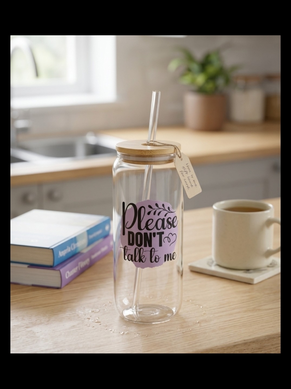 ​"Don't Talk To Me" Glass Can ✨ Lavender Aesthetic Iced Coffee Cup